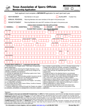 Texas Association of Sports Officials Membership Application