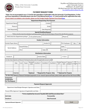Florida State University Payment Request Form