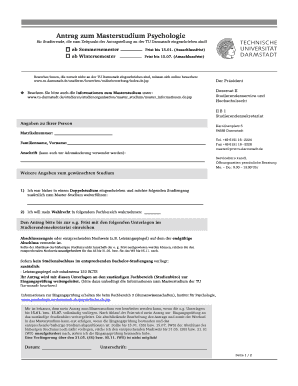 Antrag zum Masterstudium