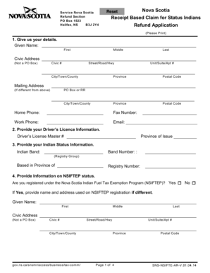 Nova Scotia Fuel Tax Refund Application