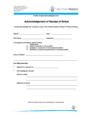 Acknowledgement of Receipt of Notice of Privacy Practices