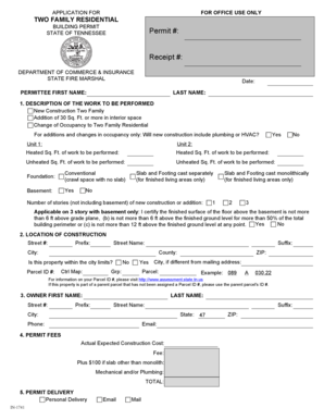 Tennessee Two Family Residential Building Permit