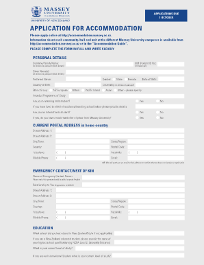 Massey University Accommodation Application