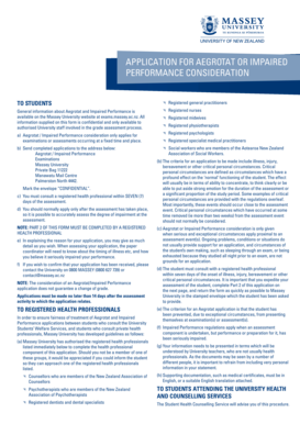 Massey University Aegrotat or Impaired Performance Application