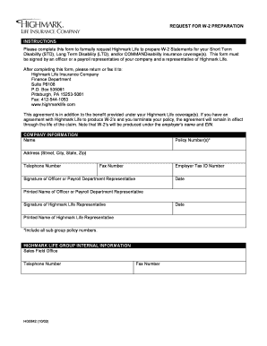 W-2 Preparation Request Form