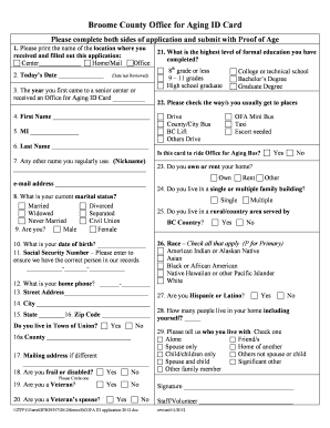 Broome County Office for Aging ID Card Application