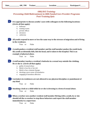 ORR/DCS Training Quiz