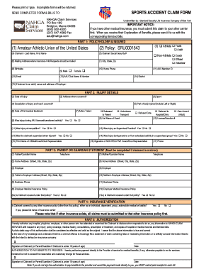 SPORTS ACCIDENT CLAIM FORM (1) Amateur Athletic ... - AAU - image aausports