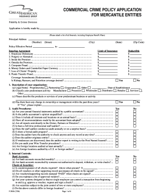 Commercial Crime Policy Application