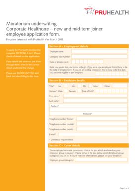 PruHealth Employee Application Form