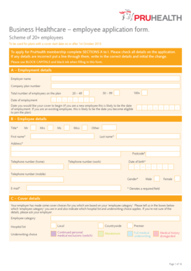 PruHealth Employee Application Form