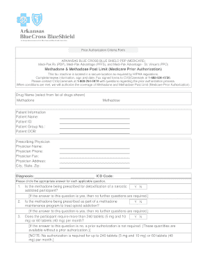Methadone Prior Authorization Form