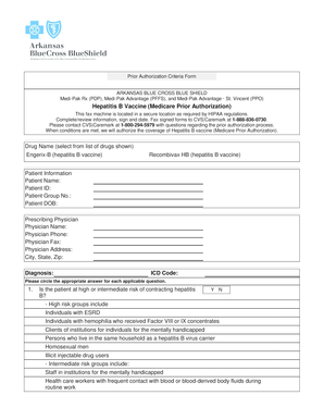 Hepatitis B Vaccine Prior Authorization Form