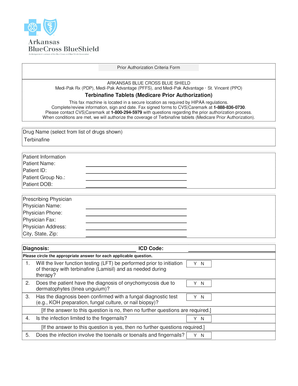 Terbinafine Prior Authorization Form