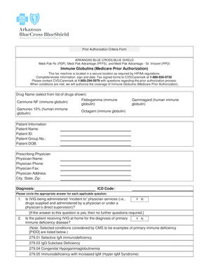 Arkansas Blue Cross Blue Shield Immune Globulins Prior Authorization Form