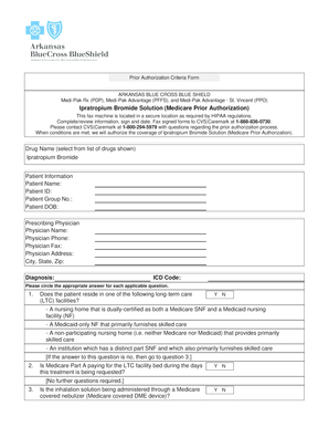 Arkansas Blue Cross Ipratropium Prior Authorization Form
