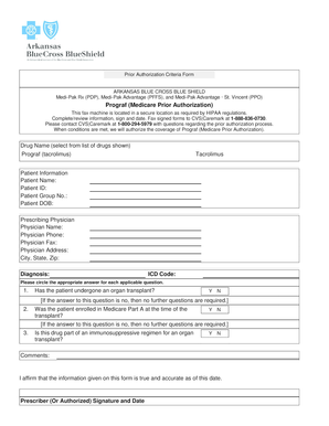 Prograf Medicare Prior Authorization Form