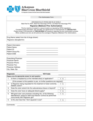 Arkansas Blue Cross Regranex Prior Authorization Form