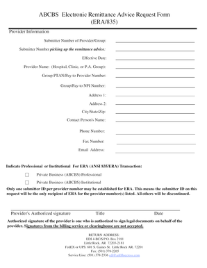 ABCBS Electronic Remittance Advice Request Form