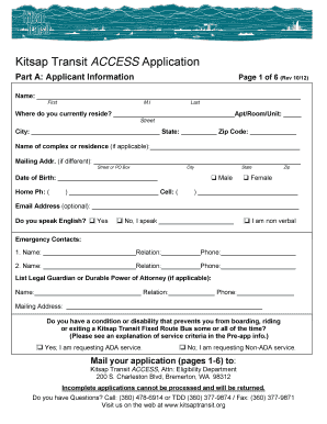 Kitsap Transit ADA ACCESS Application