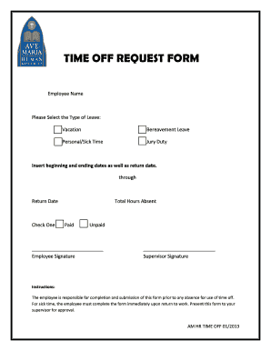 Time Off Request Form