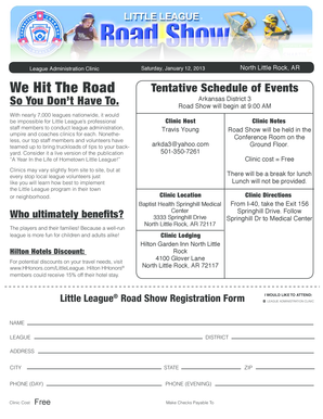 Little League Road Show Registration Form
