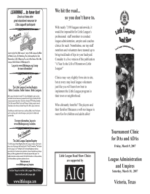 Little League Road Show Registration Form