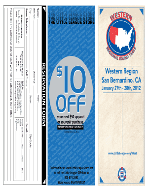 Little League Western Region Training Event Registration Form