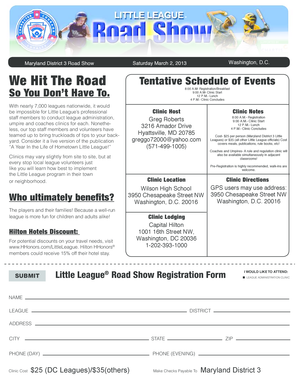 Little League Road Show Registration Form
