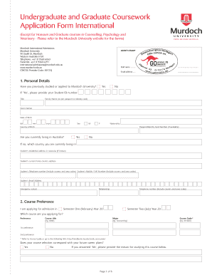Murdoch University International Application Form