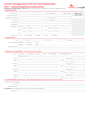 Contact Rockgas Auto LPG Fuel Card Application