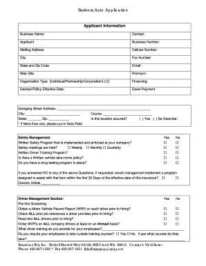 Business Auto Application