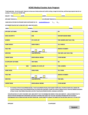 HCMS Medical Society Auto Credit Application