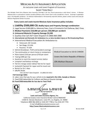 Mexican Auto Insurance Application