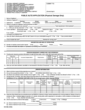 Public Auto Application (Physical Damage Only)