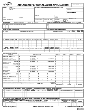 Arkansas Personal Auto Insurance Application