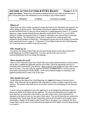 Adverse Action Letters & FCRA Rights Forms C, C-1