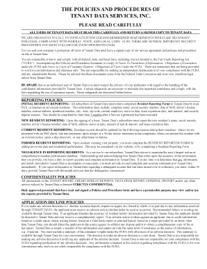 Tenant Data Services Policies and Procedures Agreement