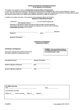 Identity and Statement of Educational Purpose