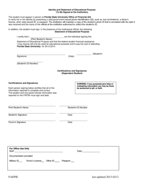 Identity and Statement of Educational Purpose