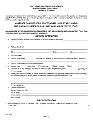 Mortgage Bankers Bond Application