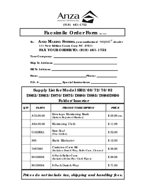 Facsimile Order Form