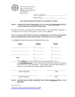 2013-2014 Nonfiler Student Statement