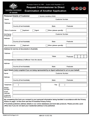 Australian Patents Act 1990 Section 44(3) Request Form