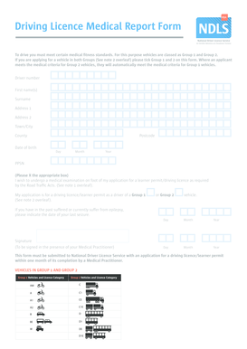Driving Licence Medical Report Form
