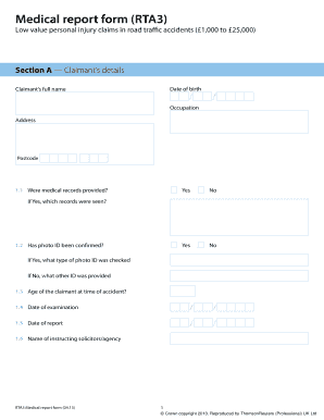 RTA3 Medical Report Form