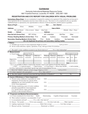 Kentucky Registration and Eye Report for Children with Visual Problems