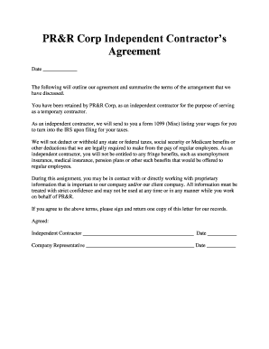 PR&R Corp Independent Contractor Agreement