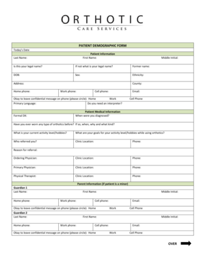 Patient Demographic Form