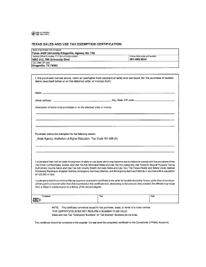 Texas Sales Tax Exemption Form
